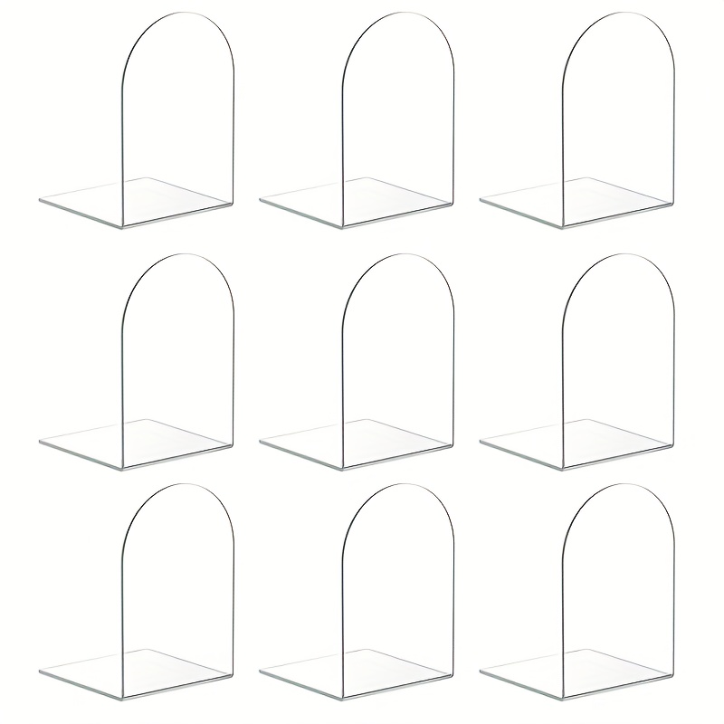 

4/6/10pcs Acrylic Bookends, Clear Polished Acrylic Book Display Stands, For Office, Home, Retail Bookshelf Organizer