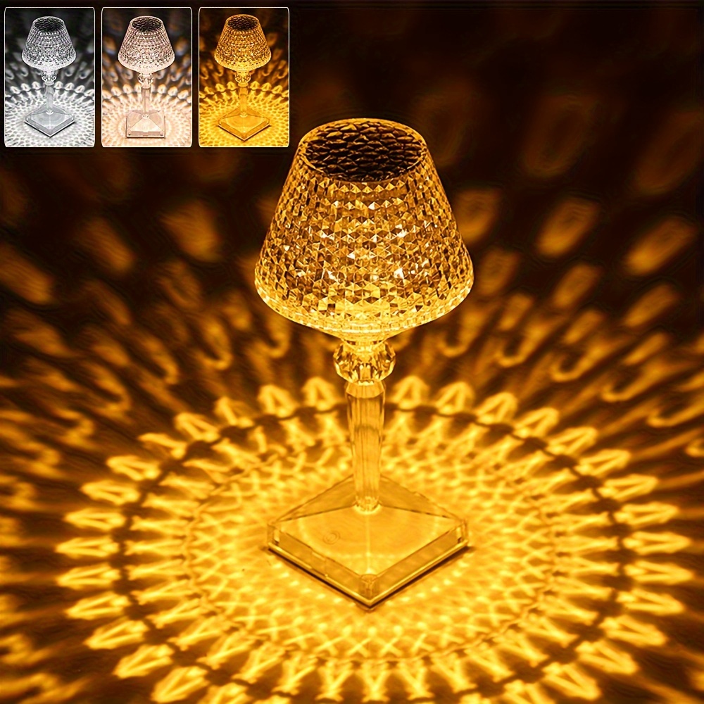 1pc led wine cup shape crystal table lamp 3 light color dimmable led bedside lamp night light usb power for bedroom decor desk lamp details 1