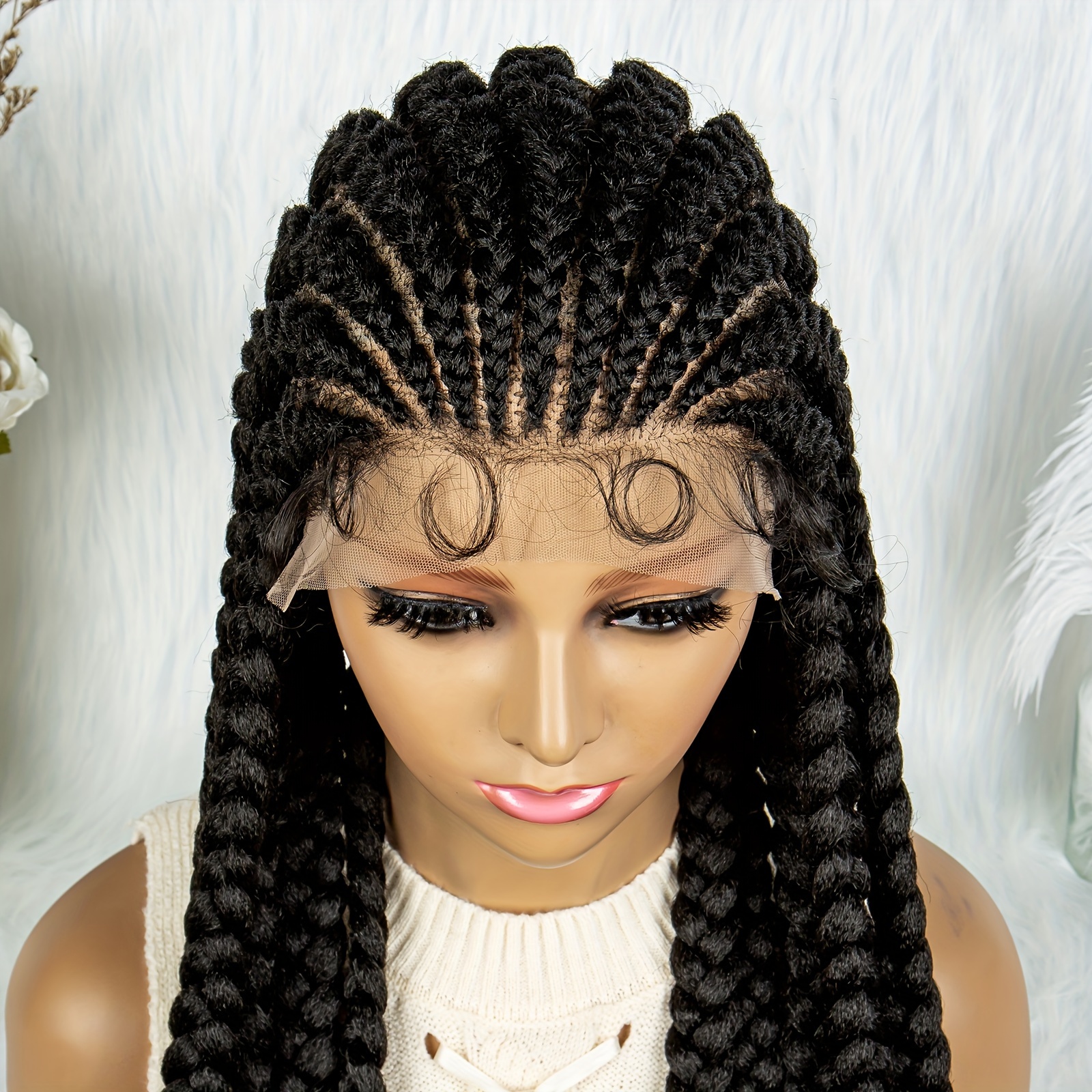Jumbo Braided Brinbea Braided Wig With Full Lace Front In Black/Brown/Blonde,  Heat Resistant And Free Box Braids For Babies From Bkebeautyhair, $44.01