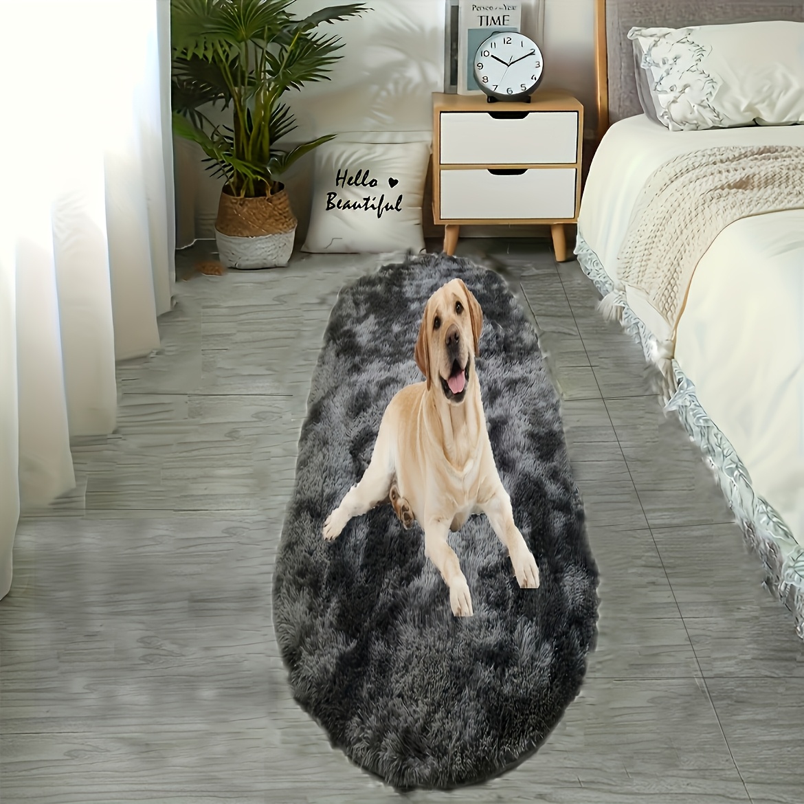 

Luxurious Plush Oval Pet Rug For - Soft, Fluffy Winter Warm Mat With Non-slip Bottom, Cozy Polyester Bed For All Dog Breeds, Cozy Pet Rug|luxury Pet Rug|gray Fluffy Texture, Area Rugs