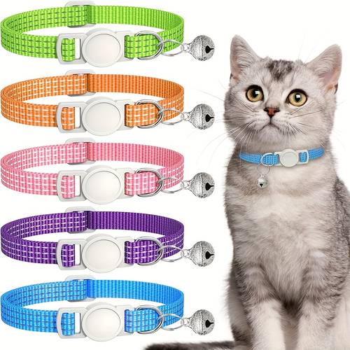 5 pack reflective breakaway cat collars with bells adjustable small cat collar ideal for girl cats male cats kittens puppies pet supplies stuff accessories 7 9 13