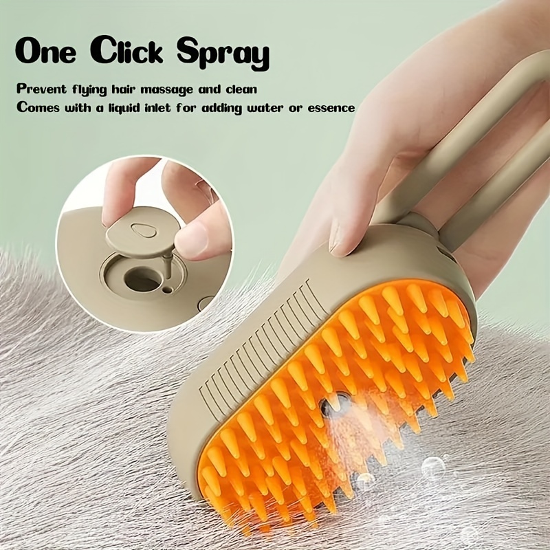 

3-in-1 Steamy Dog Brush - Usb Rechargeable, Silicone Bristles For Gentle Massage & Hair Removal, Anti-splash Pet Grooming Comb