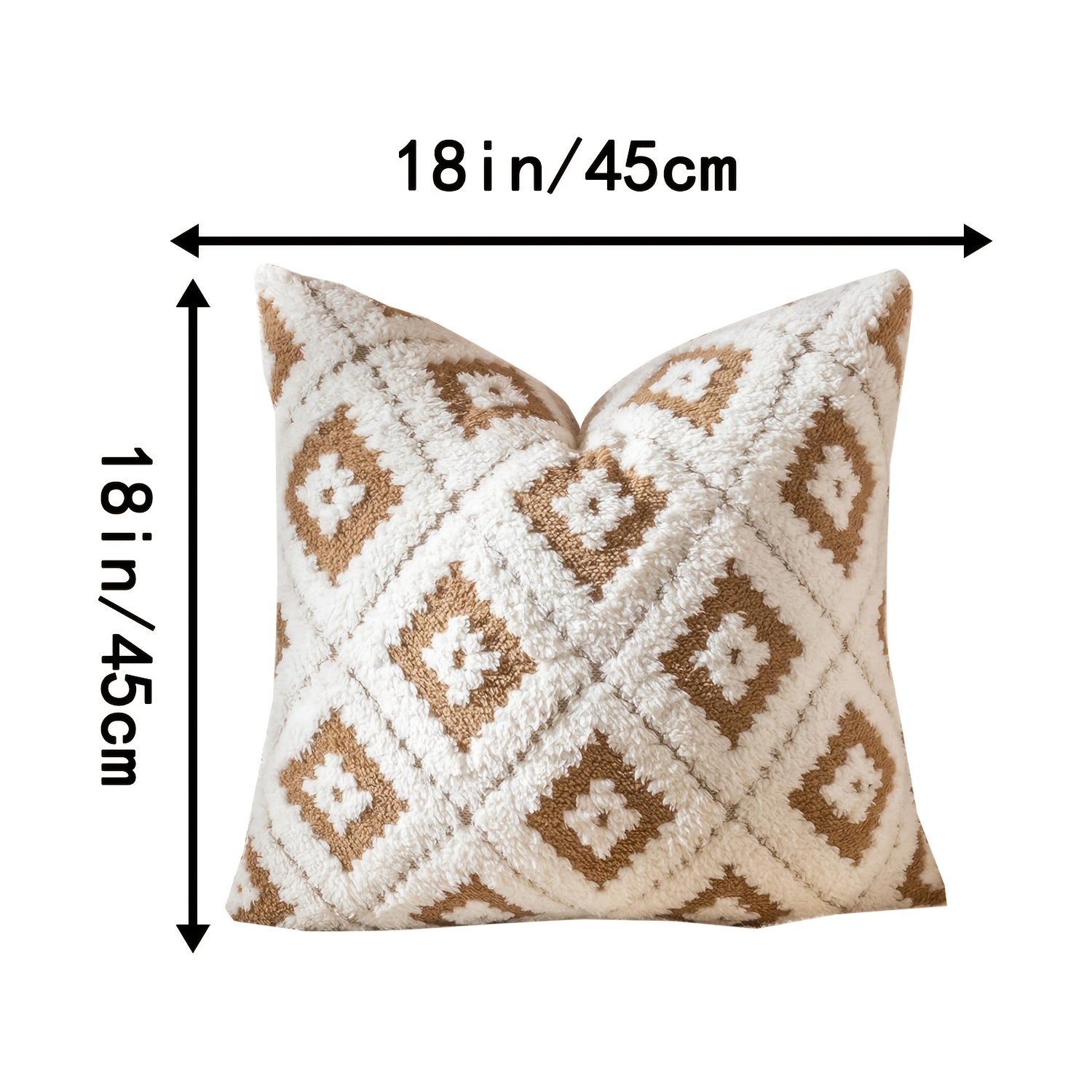2pcs Plush Diamond Patterned Decorative Pillow Covers, 45.72x45.72 cm, Bohemian Style Diamond Patterned Decorative Pillow Covers, Soft and Comfortable, Suitable for Decorating Bedrooms, Living Rooms, Sofas