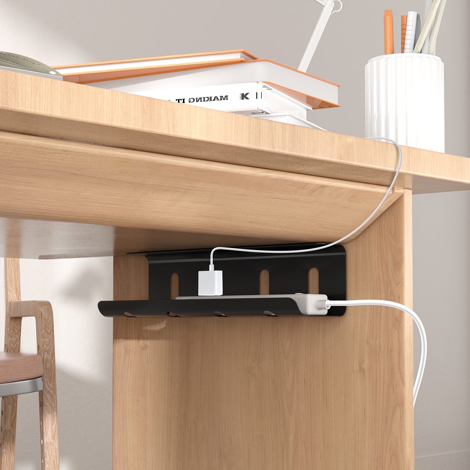 Under-Desk Cable Management Organiser with Cable Ties