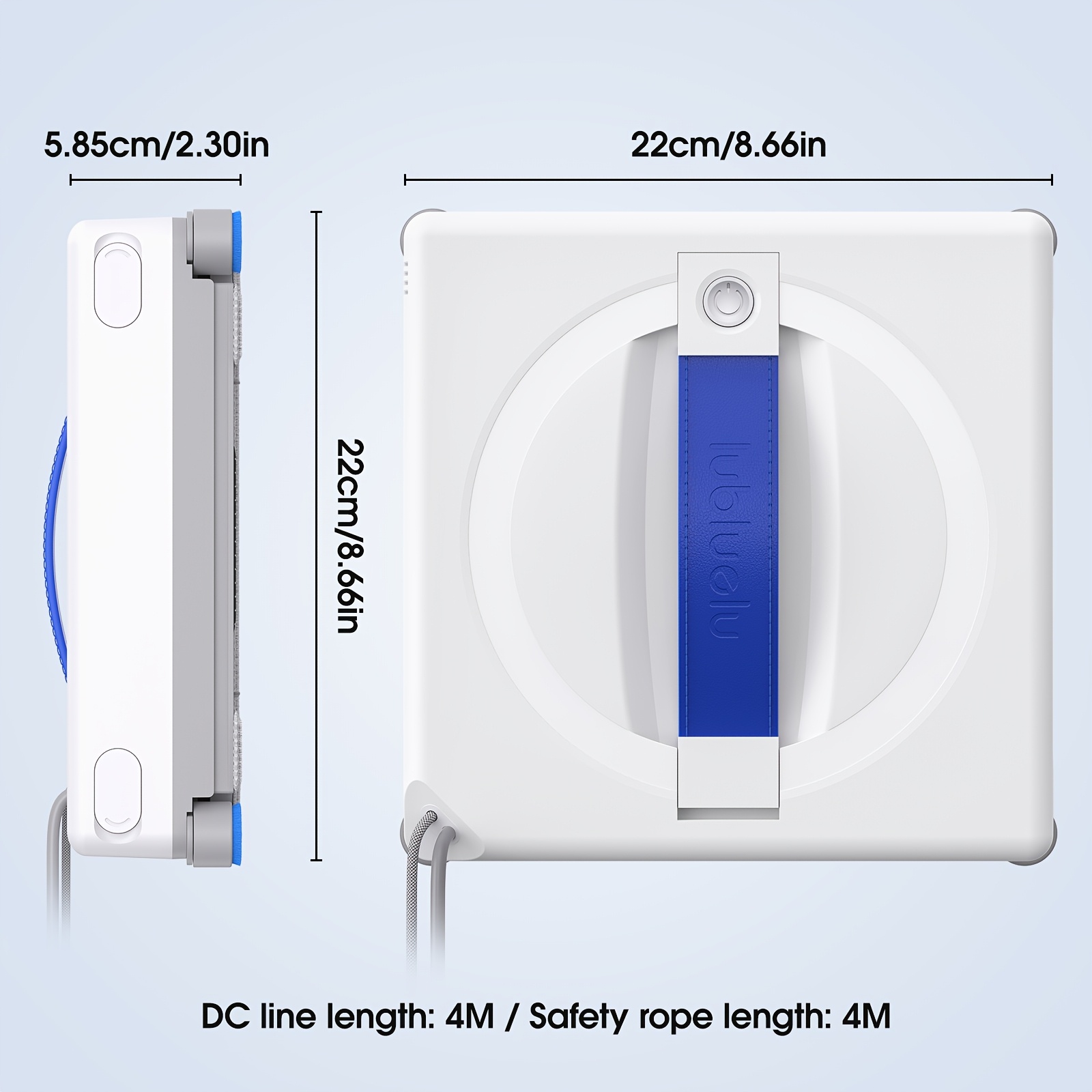 Lubluelu Square Intelligent Window Cleaning Robot Planning, 5500pa , 8-layer Safety , 4-meter Safety Rope, 4 Nozzles And 110ml Water Tank, For Home Window Bathroom Glass All-surface Window Cleaning