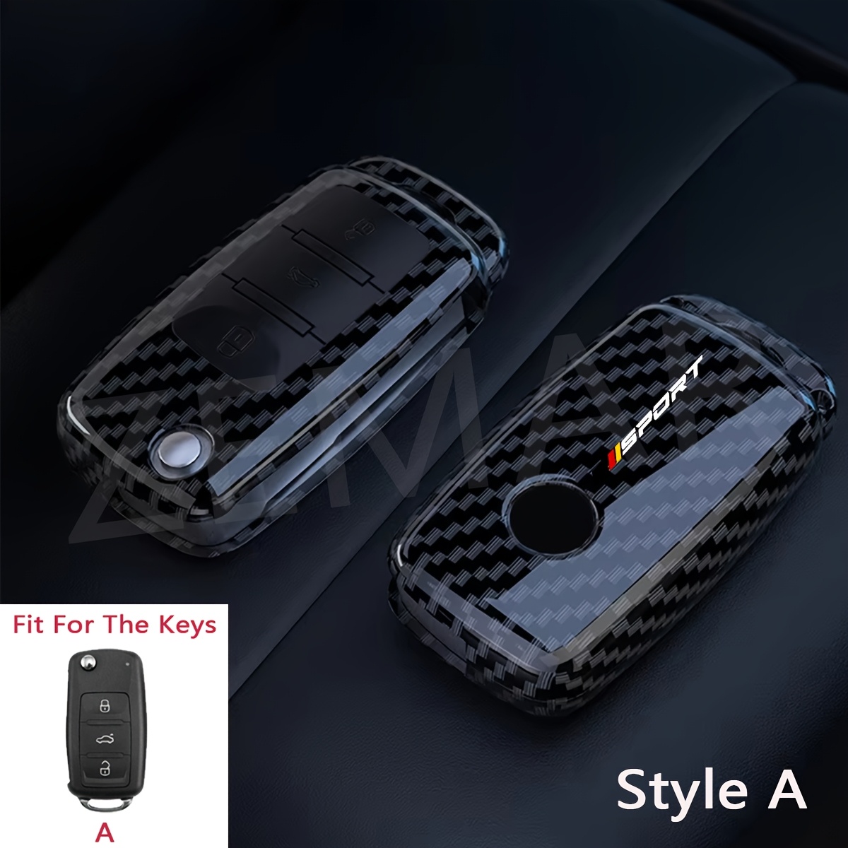 Happyit - Custodia per chiave auto in morbido silicone in fibra di carbonio per Toyota Camry Sienna Noah Voxy Avalon Auris Crown Land Cruiser Red