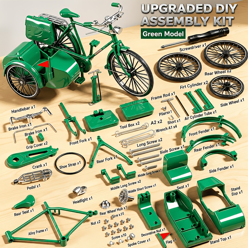 TEMU 60pcs Three-wheeled Model Sidecar Bicycle Kit