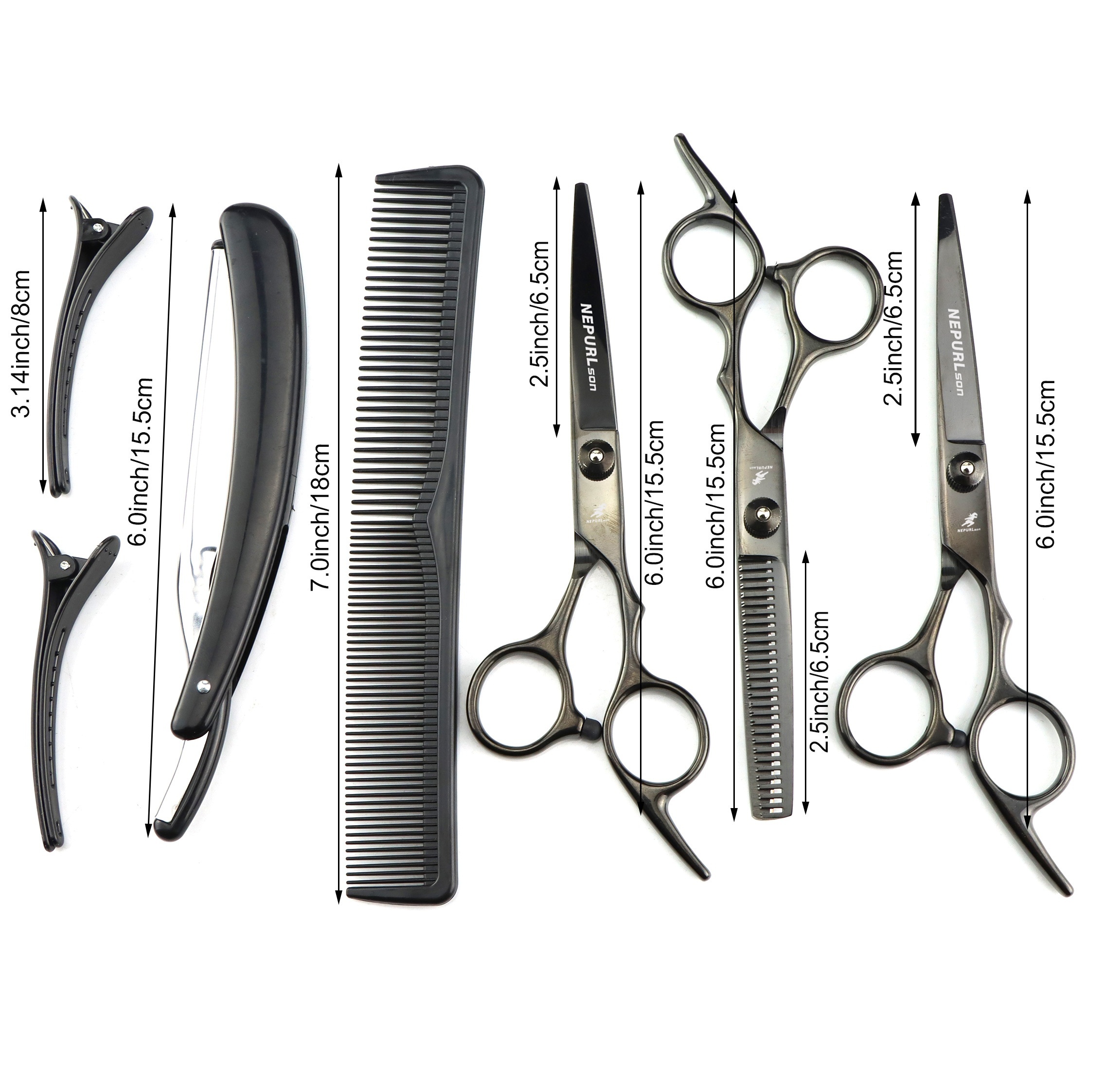 9pcs professional haircutting scissors set 6 0 inch texturizing thinning shears for all hair types right handed scent free Product details 19