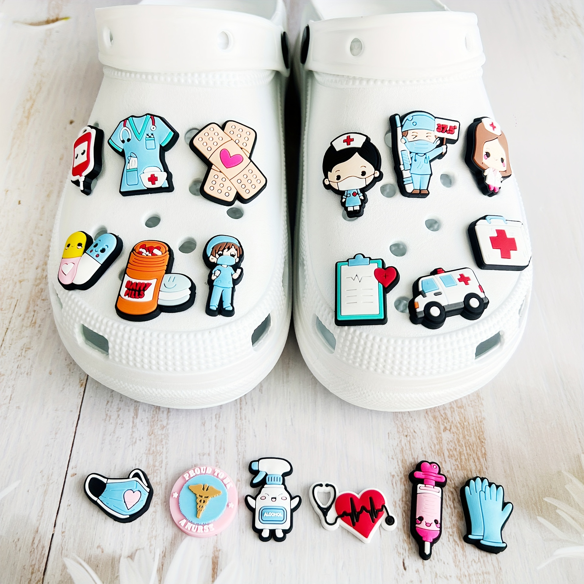 vibrant nurse themed shoe charms bubble slides durable pvc Temu