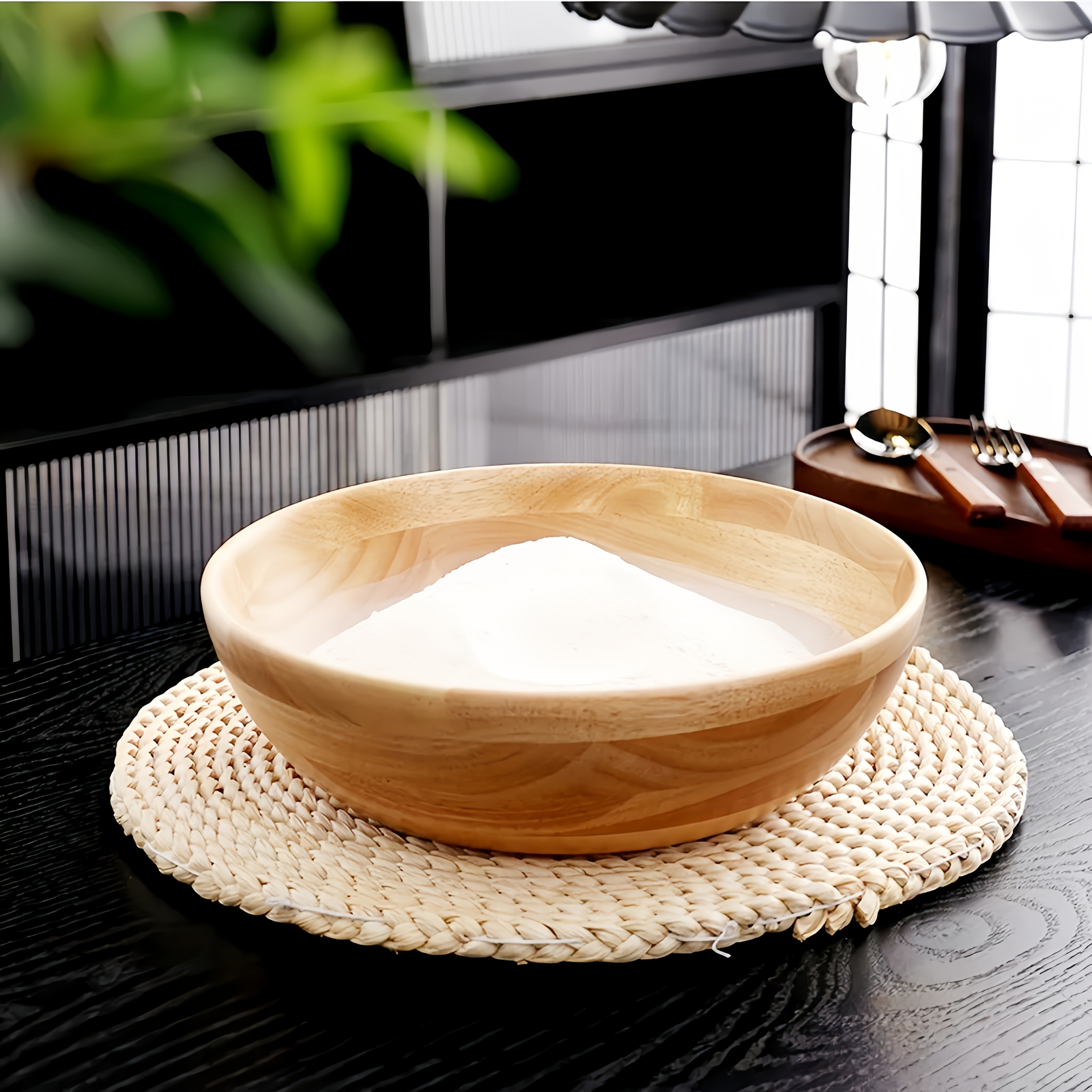 Tazón Grande de Madera Maciza Estilo Japonés para la Cocina, Ideal para Mezclar Verduras, Preparar Masas y Ensaladas de Frutas. Accesorio de Cocina Ideal para Hoteles y Hogares, Sirve como Tazón para Mezclar o Tazón para Sopa