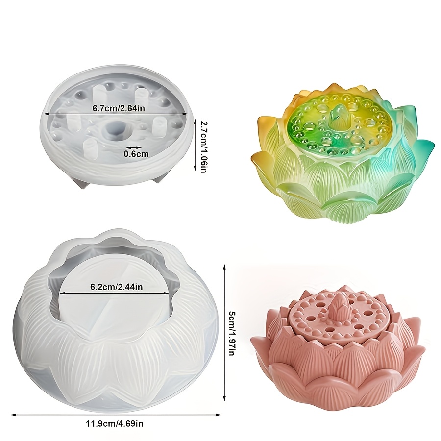 Clay Silicone Mold 2pcs For Lotus Storage Box Decorative Piece Mold Suitable For Making Epoxy Plaster Candle Products Home Decoration Table Silicone Mold