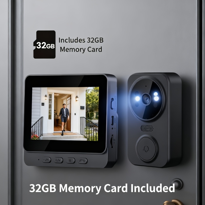 TEMU Intelligent Doorbell Camera Featuring A 4.3-inch Display, 1080p Fhd Monitor, 120° Field Of View, Suitable For Home Security, With Night Vision,