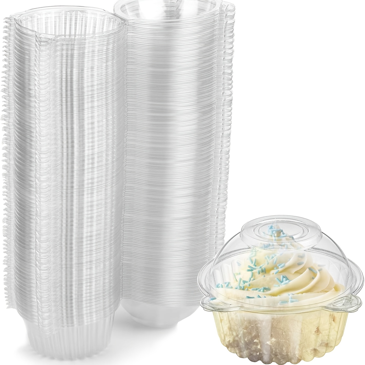 TEMU 150pcs Disposable Transparent Plastic Round Cake Boxes Containers Suitable For Desserts Parties Weddings Birthdays Etc. Christmas And Halloween
