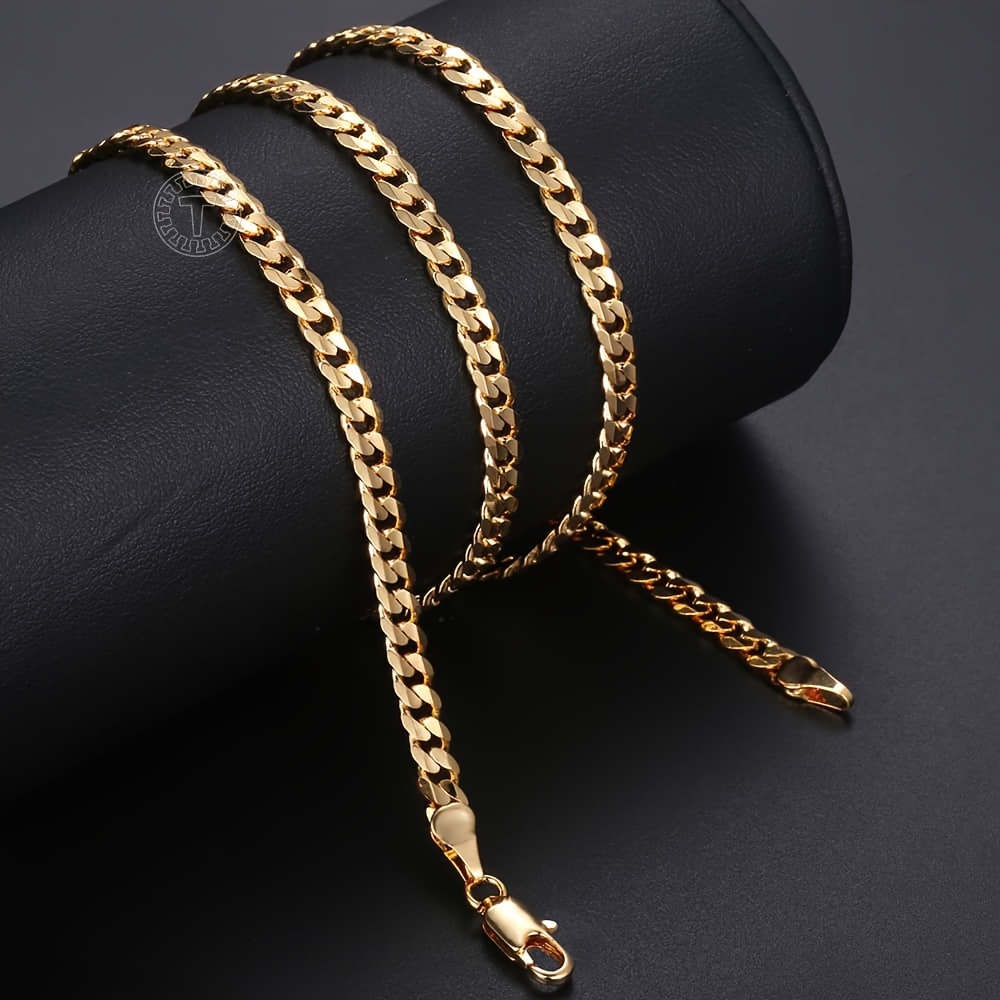 

4.5mm Mens Women Chain Cut Cuban Curb Link Necklace Golden Male Fashion Jewelry