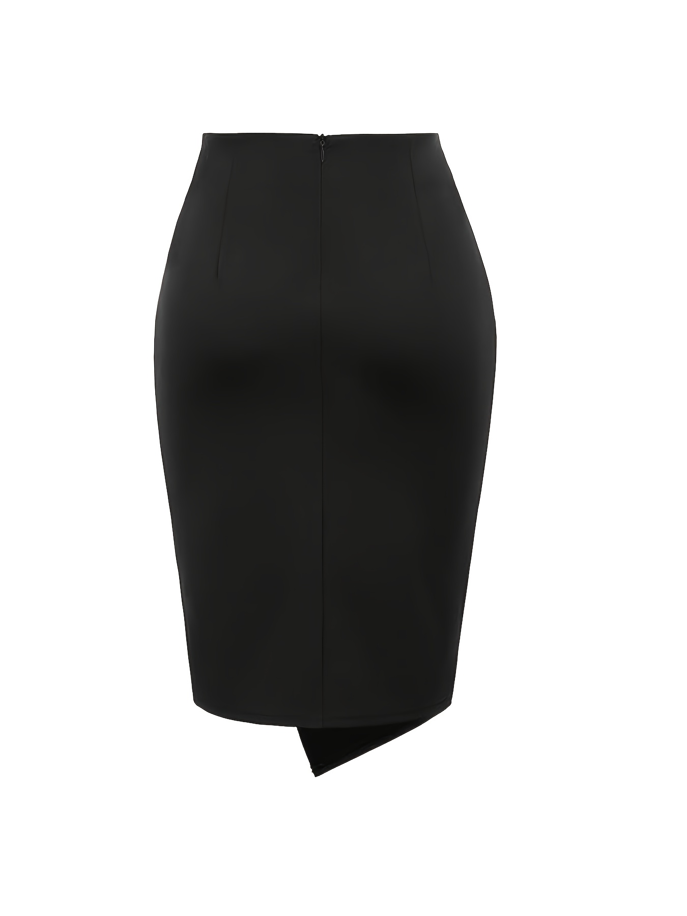 Women's Pencil Skirt with Elastic High Waist, Tummy Control, Body-hugging, Knee-length