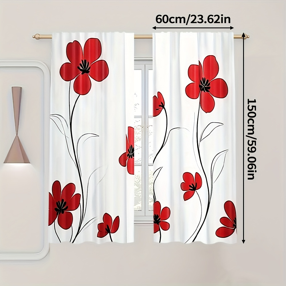TEMU 2pz, Tende Semplici con Stampa per le Quattro , 100% Poliestere, Adatte per Cucina, Soggiorno, Ufficio - Lavabili in Macchina con , Design a per