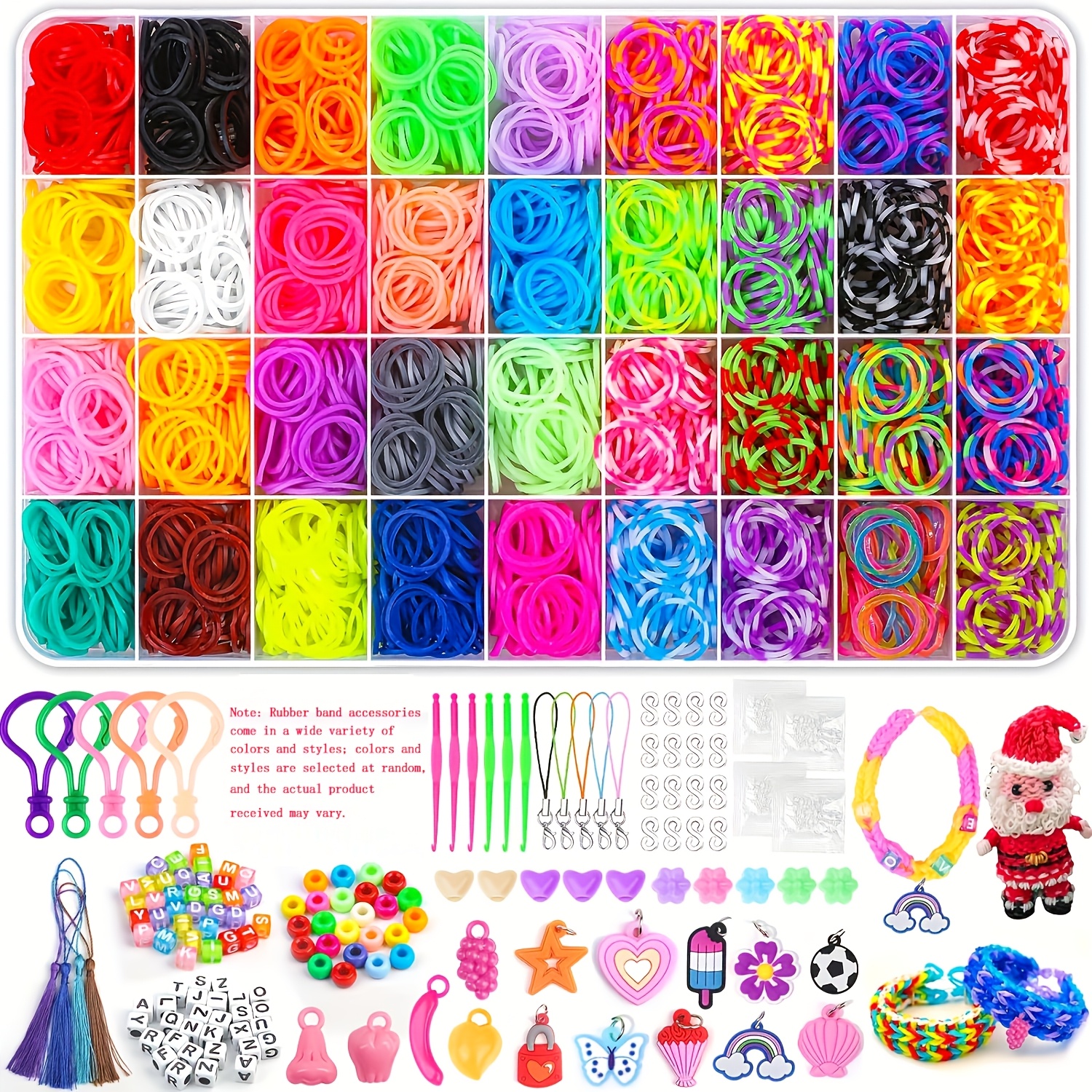 2800pcs+ 36grids/box Loom Bands Kit - Vibrant Rubber Twist Diy Refill For Making, Includes Beads Accessories, Perfect For Female Jewelry Making And Craft Enthusiasts Halloween Christmas Gift