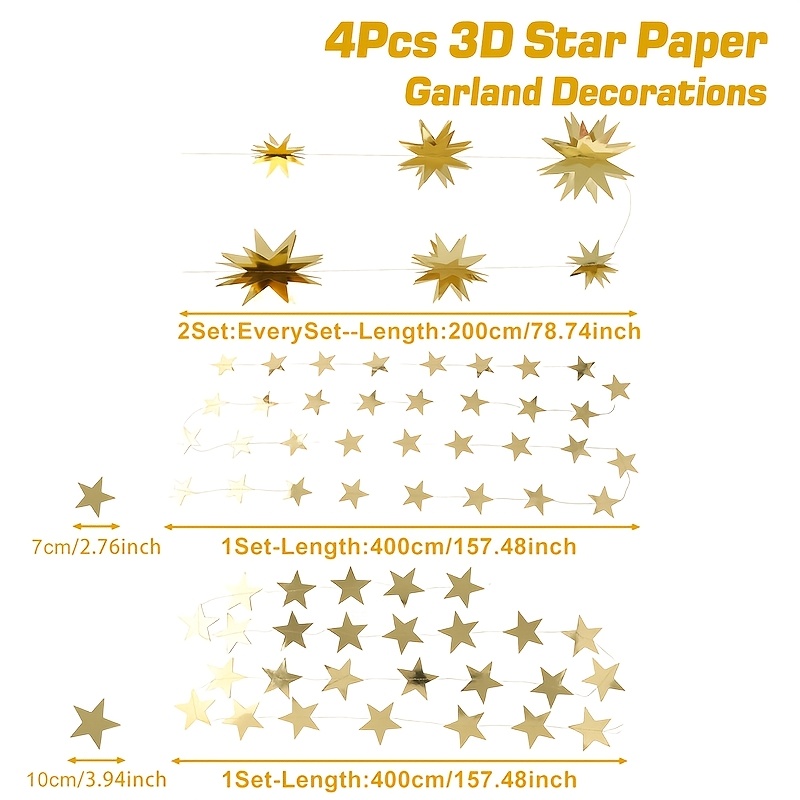 4pcs Paper Garland, Versatile Hanging Decorations, Festive Ornaments For Home & Parties, Celebration Supplies, With No Electricity Required For Ramadan, Birthdays, Baby Showers