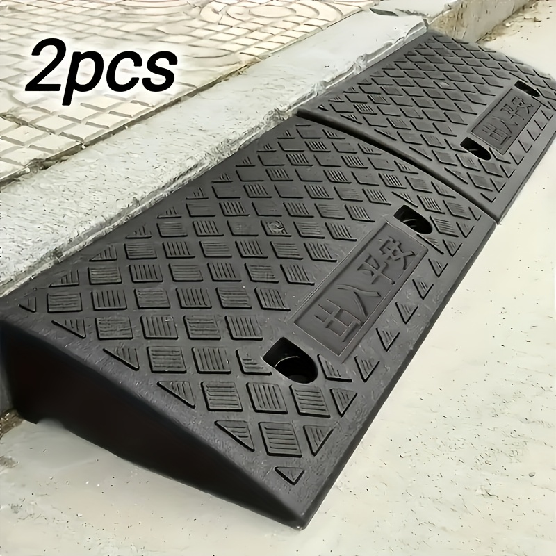 9/13cm Height Heavy-duty Portable Car Ramp, 2 Front Threshold Ramps, Suitable For Lawn Mowers, Cars, And Pets, Motorcycles, Utility Carts, With Holes For Securing, Sturdy And Durable