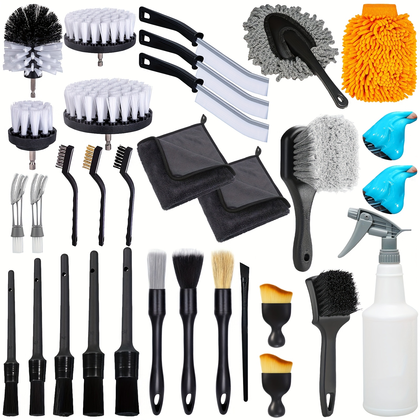 TEMU 32pcs Car Detailing Brush Set, Car Detailing Kit, Household Cleaning Supplies Set, Car Wash Brush Kit For Wheels