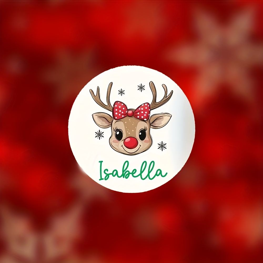 TEMU Christmas Reindeer Stickers- Styles-green Hat Reindeer Style&red Bow Reindeer Style-best For Christmas, Personalized Christmas Label Sticker,