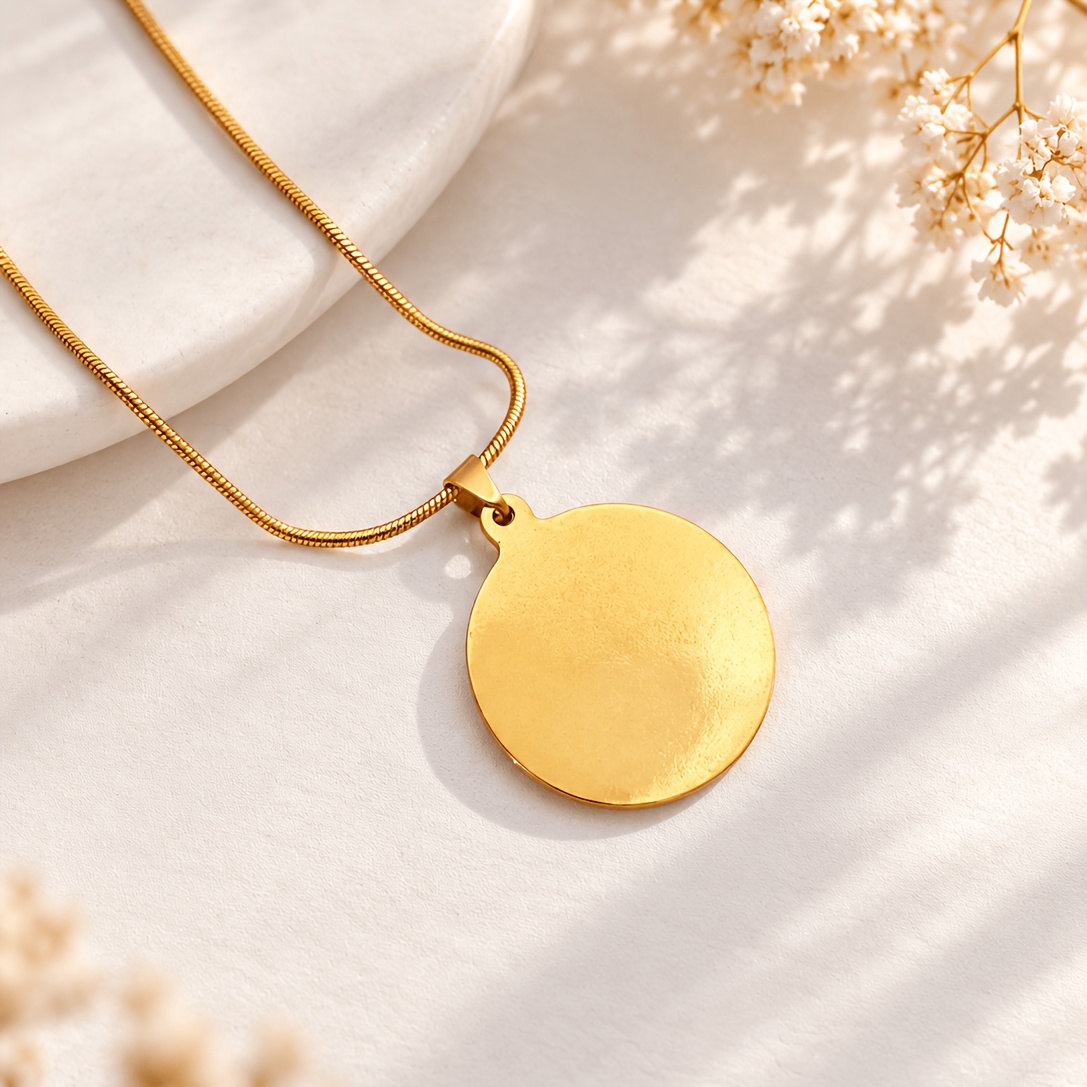 Women's Retro Compass Round Relief Pendant Necklace