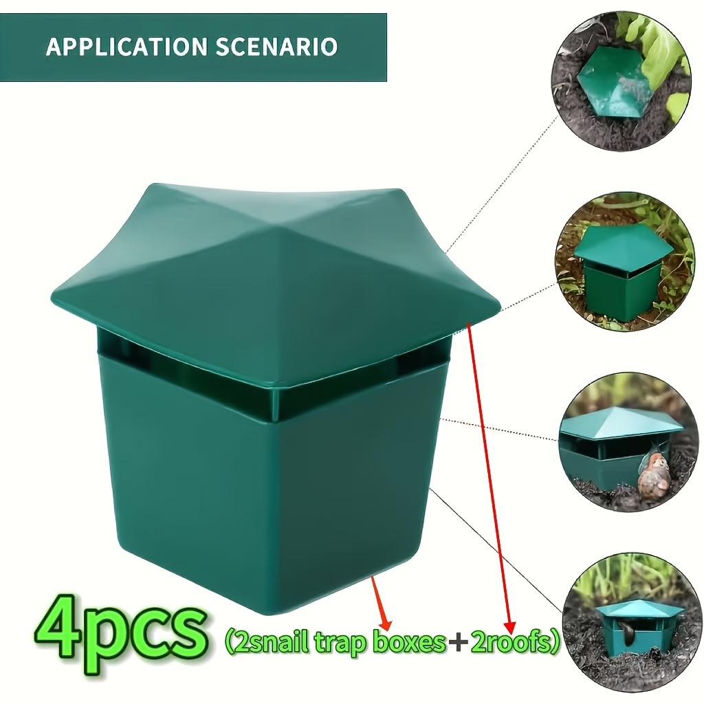 Image of 4pcs Garden Physical Pest Control Tool Set: Snail And Slug Traps, Durable, Odorless, Reusable Vegetable Garden Protection Device, Suitable For Vegetable Patches And Flower Beds