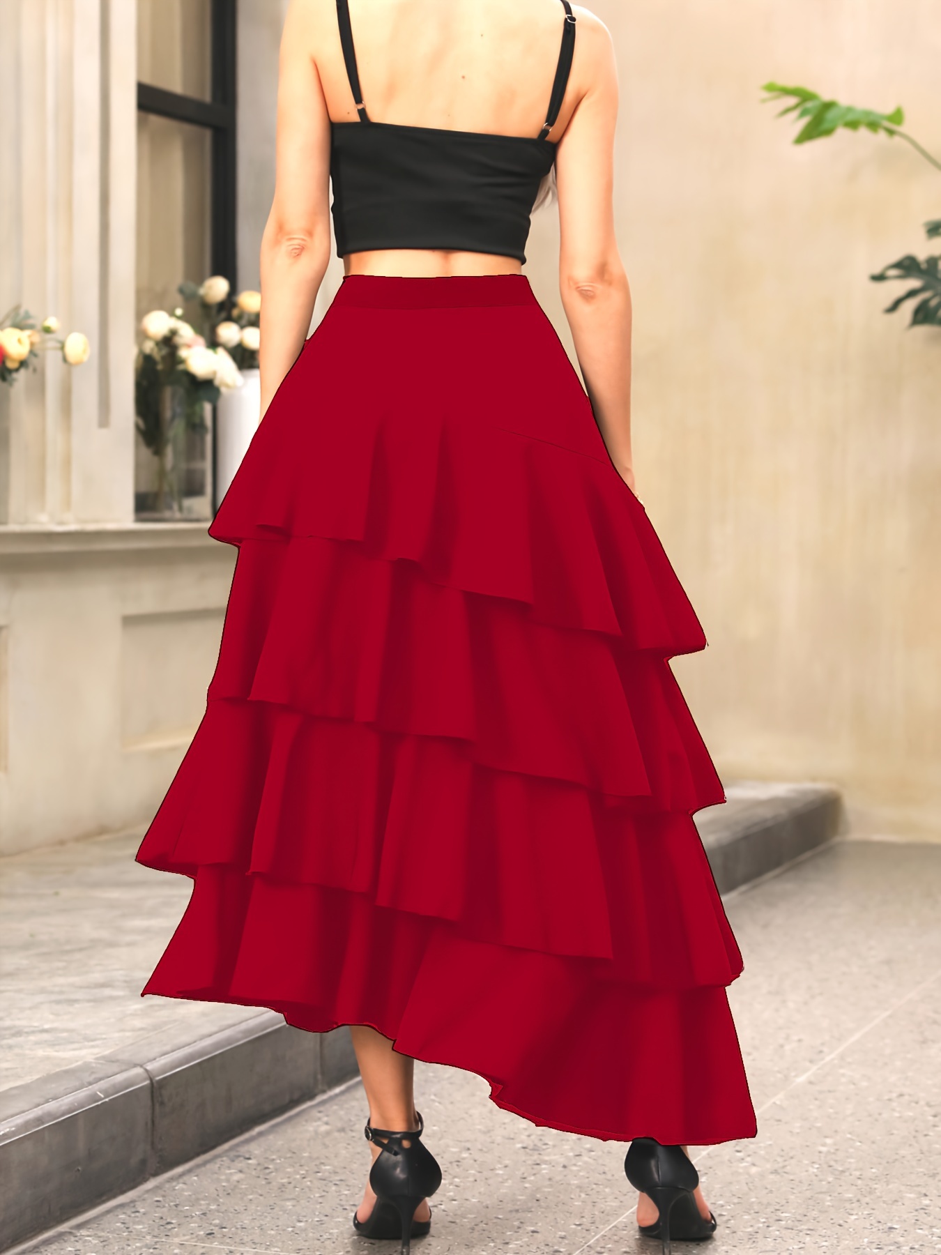 Skirt in crepe with ruffles | Shop Online
