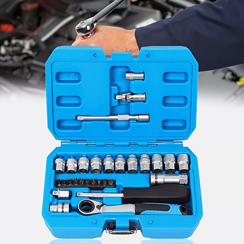 29pcs Core Ratchet Socket Torque Wrench Kit, Mechanic Tool Kit And Sockets Set, Car Auto Screwdriver Repair Tool