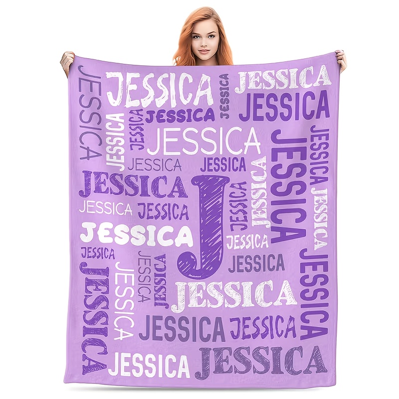 TEMU 1pc Custom Name Blanket Soft Warm Fleece Lightweight Sofa Bed