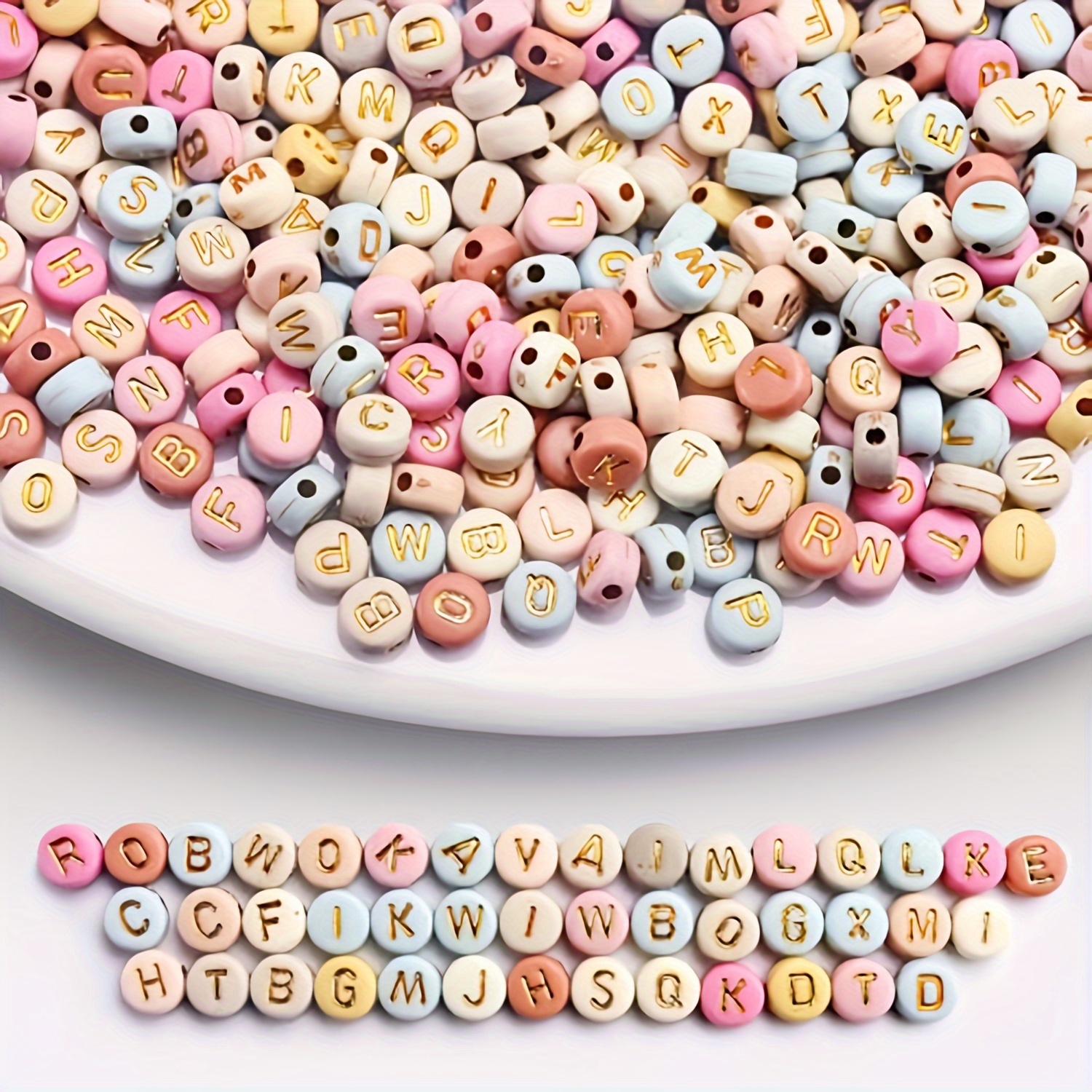 

1000pcs Acrylic Alphabet Beads, 7mm Colorful A-z Beaded Alphabet Beads With 600cm/236.22inch Invisible Nylon Cord For Diy Bracelets Keychains, Name Necklaces And Other Crafts