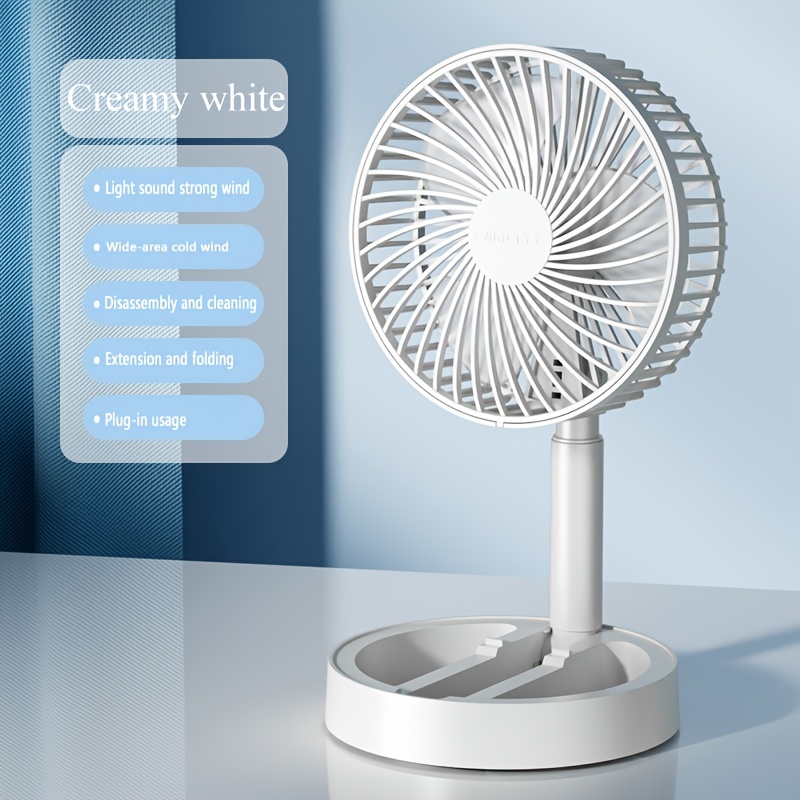 Mini ventilateur USB pliable de bureau, ventilateur électrique de table portable mini silencieux télescopique pour dortoir étudiant, ventilateur de table mini oscillant