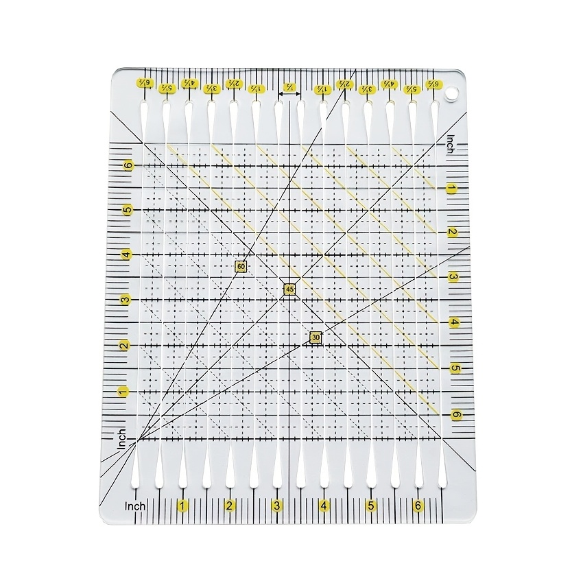 TEMU 1pc Acrylic Quilting Ruler, Transparent Cutting Ruler With Angle Measurement, An Essential Tool For Quilting, Clothing Diy, And Handmade Fabric
