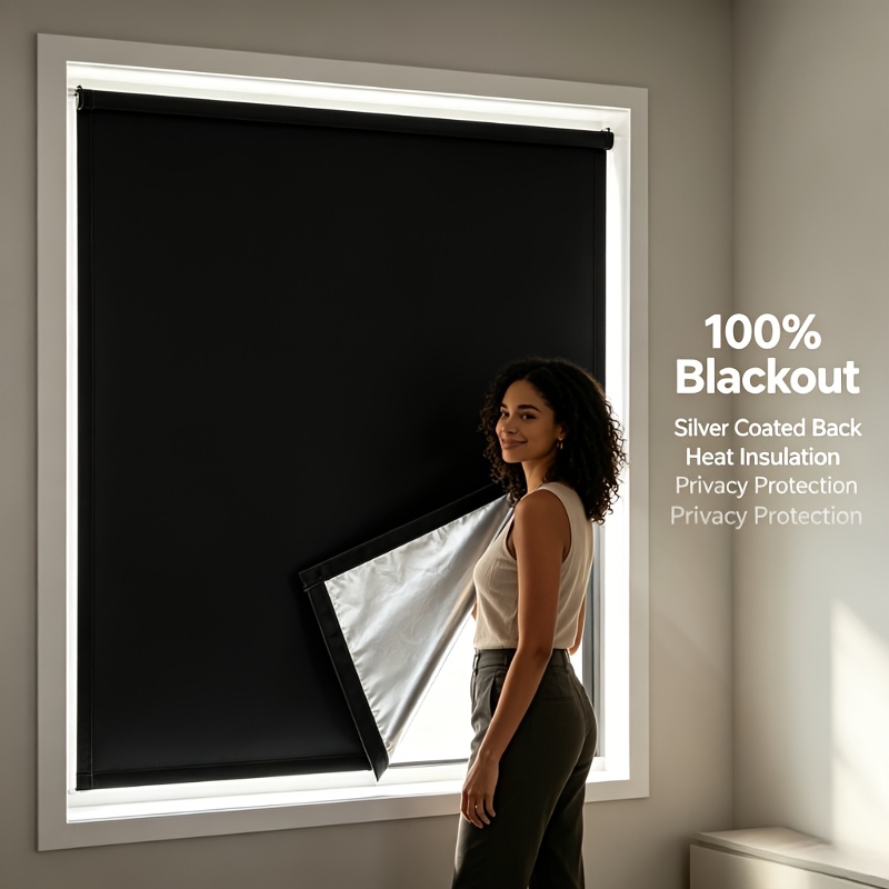 TEMU 100% Thermal Insulation And Blackout Curtains, Full-wrap Hem With No-grommet Adhesive Backing, Suitable For Multiple Scenes In Home Bedrooms,