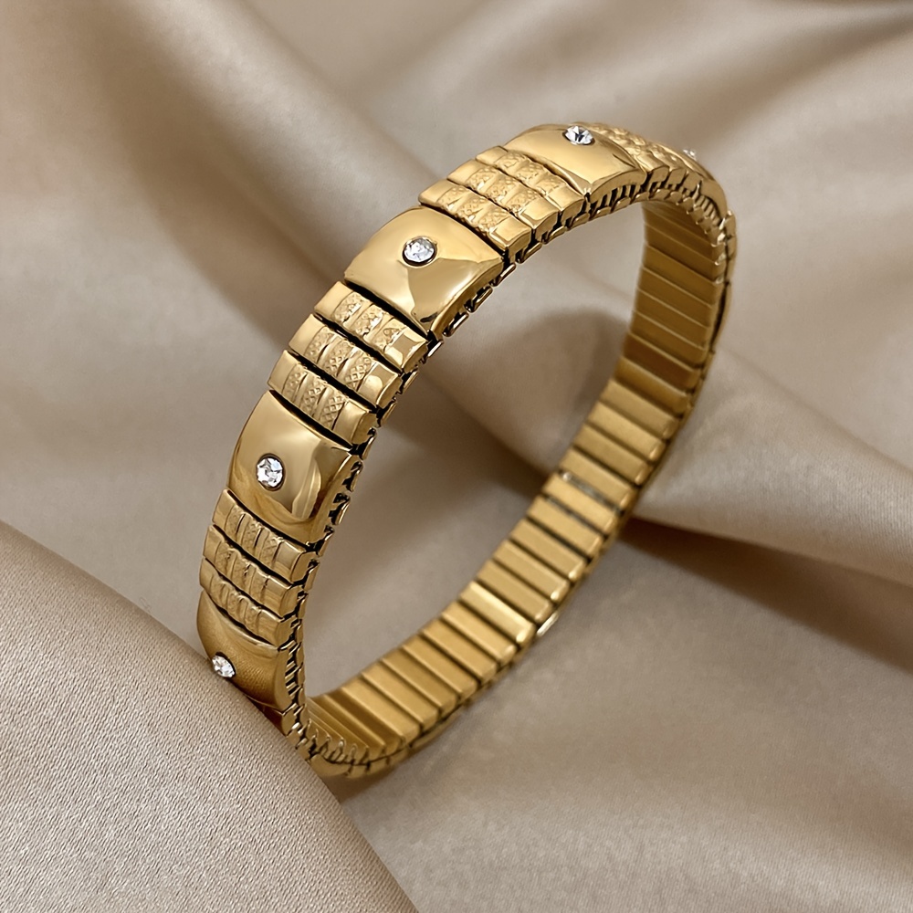 Rhinestone Embedded Spring Bracelet for Men and Women