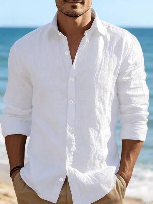 year old mens and linen blend long sleeved shirt featuring a simple and versatile button front cardigan style offers and texture its commuting casual wear shopping and going out