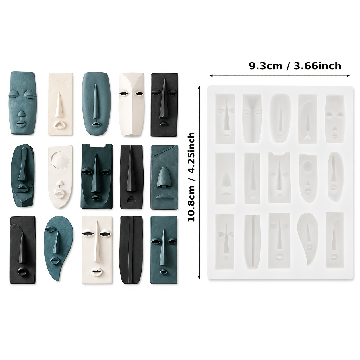 TEMU Clay Mold, 3d Artistic Face Shaped Pottery Craft Mold 15-cavity Mini Face Silicone Molds, Reusable Craft Mold Set For Resin, Clay And Plaster