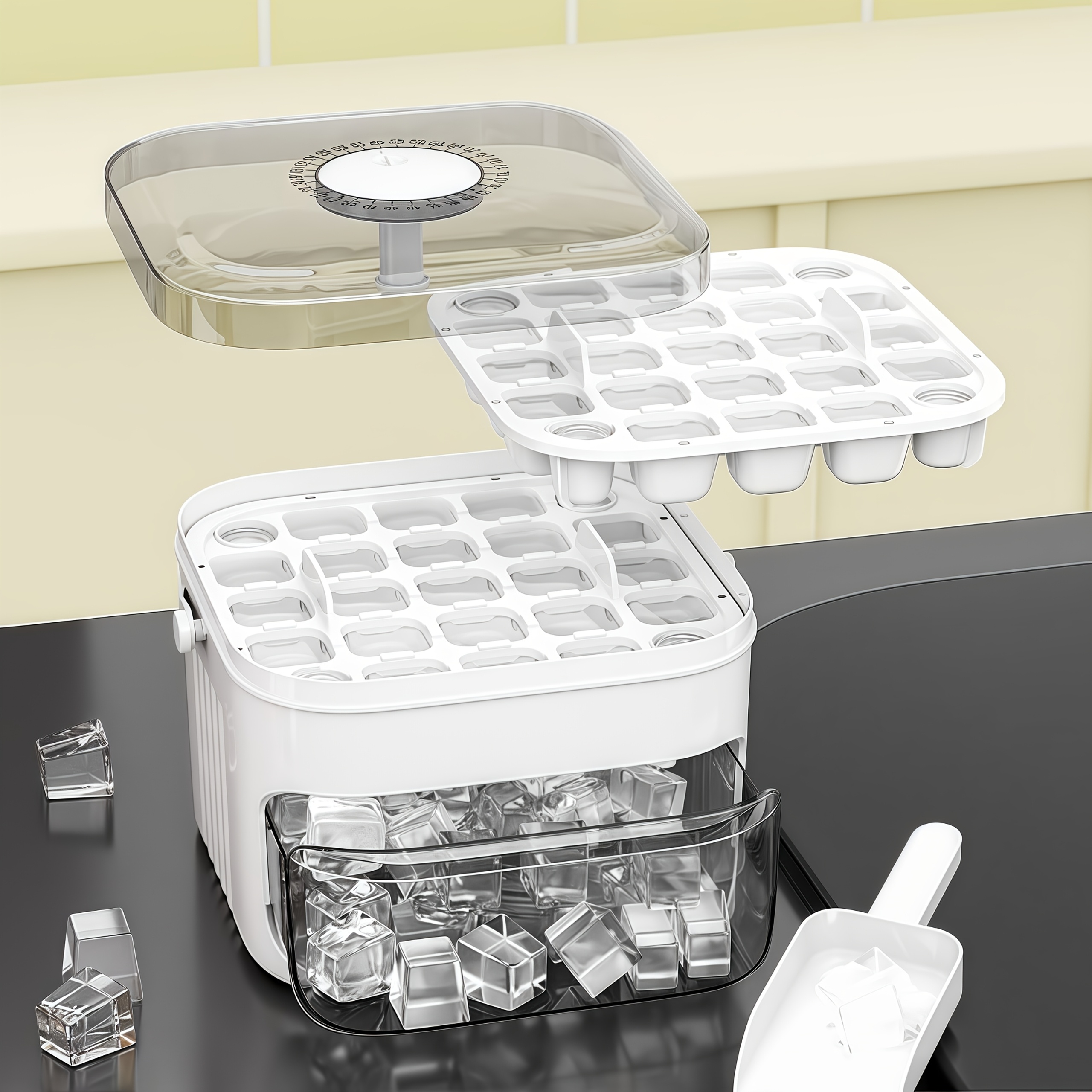 1pc double layer mold 50 grid large capacity push type manual ice box for refrigerator refrigerator quick freezing mold very suitable for family summer iced beverage ice making food grade pp material tray Product details 4