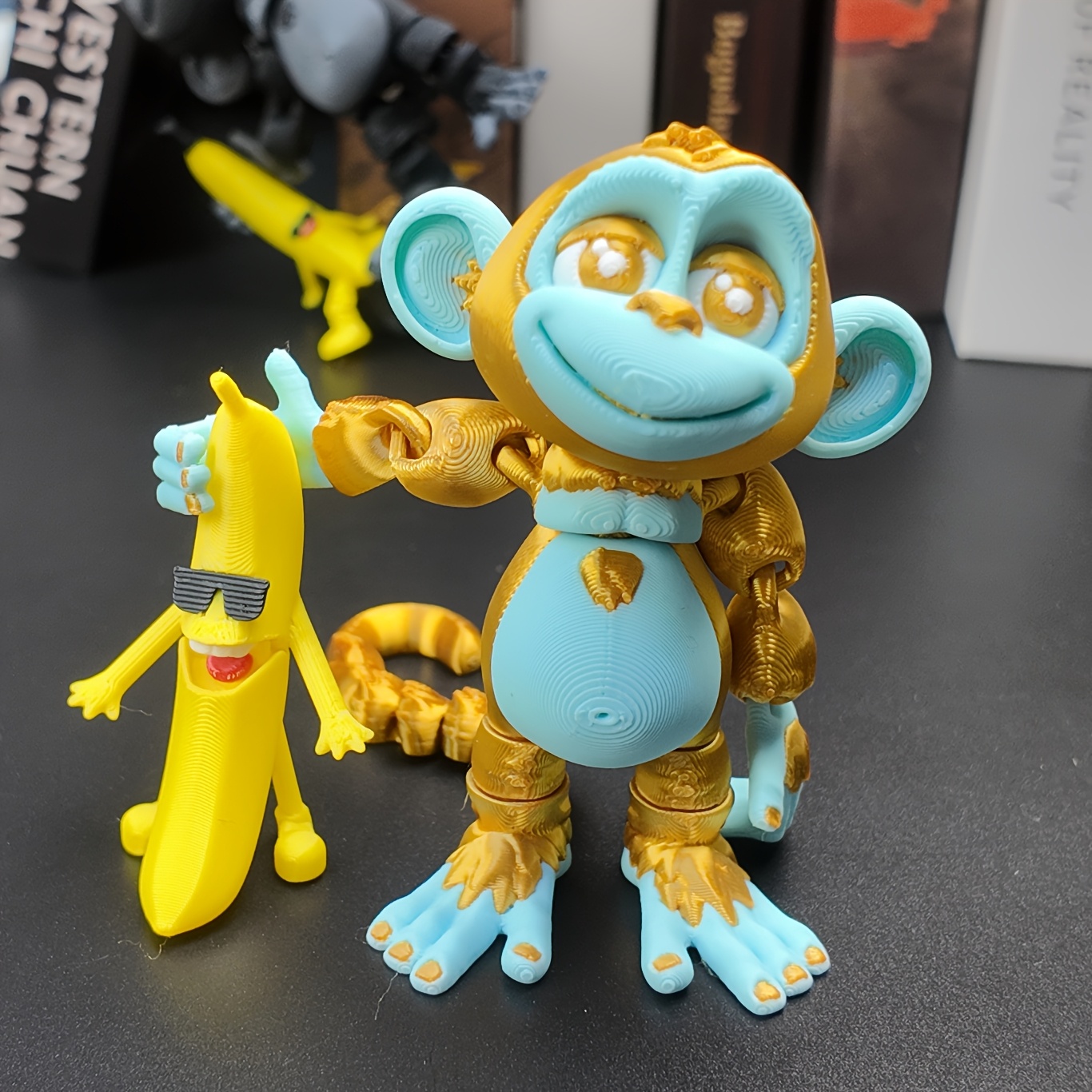 2pcs set monkey laughing banana glasses gold - Temu