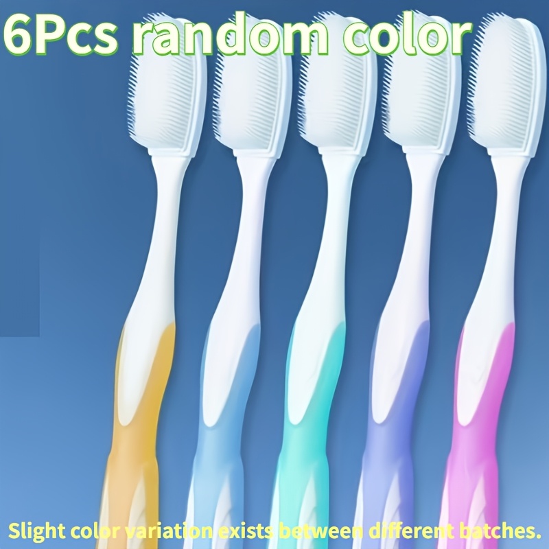Image of 6pcs Random Color Nano Bristle Toothbrushes, Super Soft Deep Clean Toothbrush For Adults, Manual Oral Care
