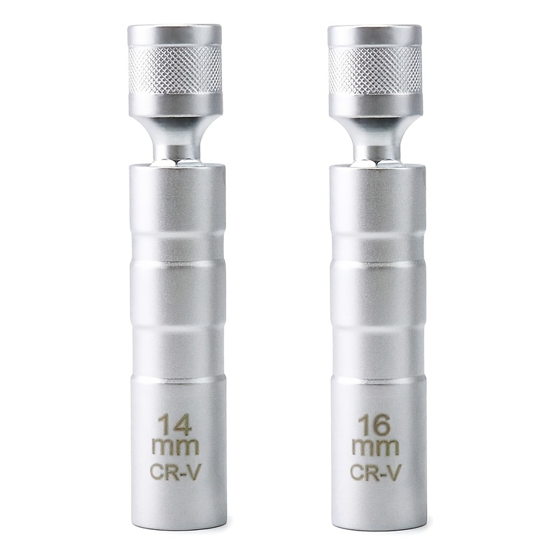 TEMU Magnetic Flexible 14/16mm Spark Plug Socket Wrench Adapter Set - Universal Joint For And Removal With 3/8" Drive For Car Repair