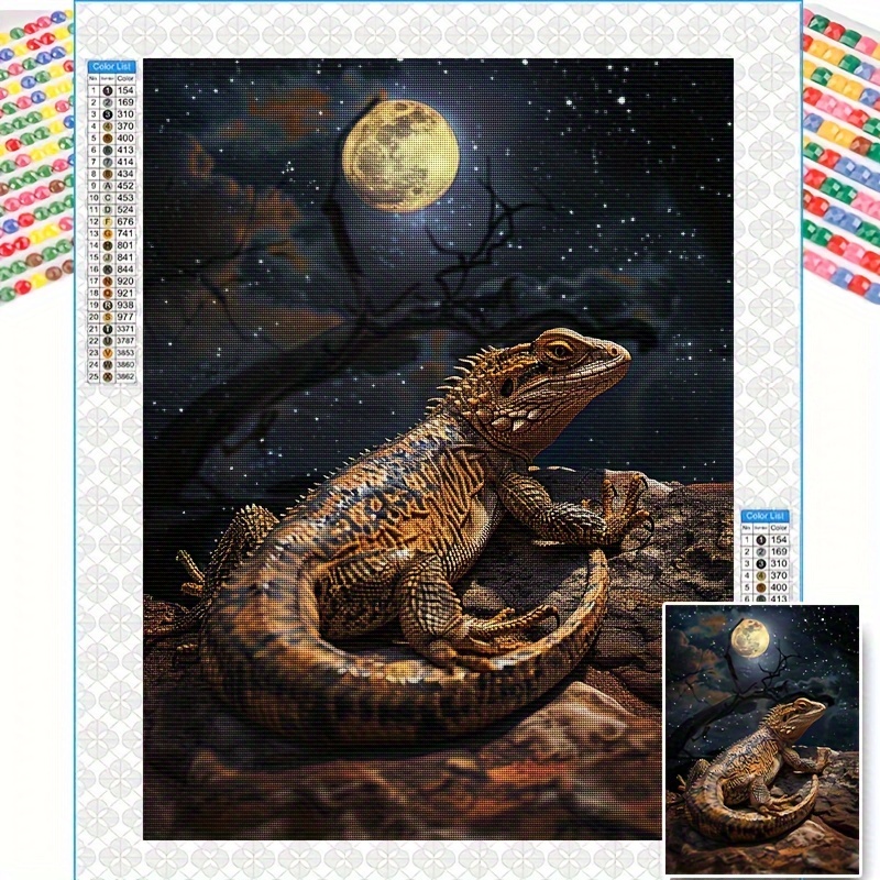 

Classic Style Animal Theme 5d Diamond Painting Kit With Lizard Design, Vertical Oblong Frameless Wall Art For Home Office Decor, Diy Craft Mosaic Gift For Beginners – 1 Set 11.8x15.8 Inch