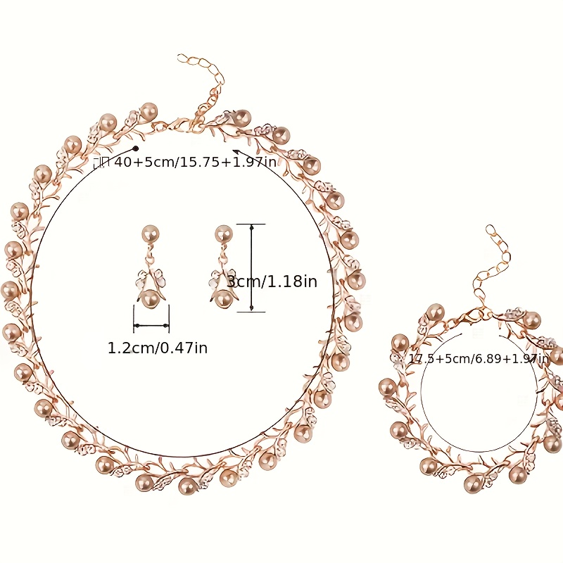 Korea Pearl Necklace Bracelet Earrings 3 Pieces Set, Fashionable And Fresh, Trend Forward, High-end Atmosphere. Used For Bridal Gowns, Multi-functional Accessories That, Mother'S Day