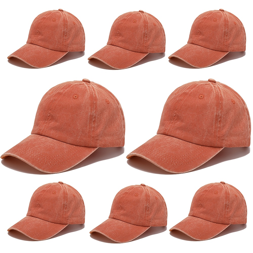 8pcs Retro Washed Baseball Cap Set, Adjustable Sun Hats