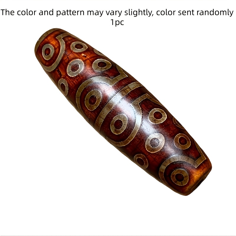 TEMU Tibetan Style Old Agate Thirty- Dzi Bead With Weathered Pattern And , Men's Accessory