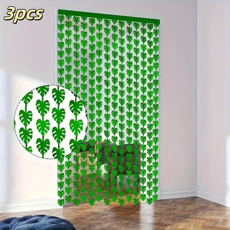 Image of 3pcs Party Decor Leaf Garland 100.58x201.17cm Foil Drapes Background Leaves Foil Banner, Suitable For Wild One, For Wildlife Park, Jungle Dinosaur Parties, Beach Pool Parties, Hawaii Themed Events