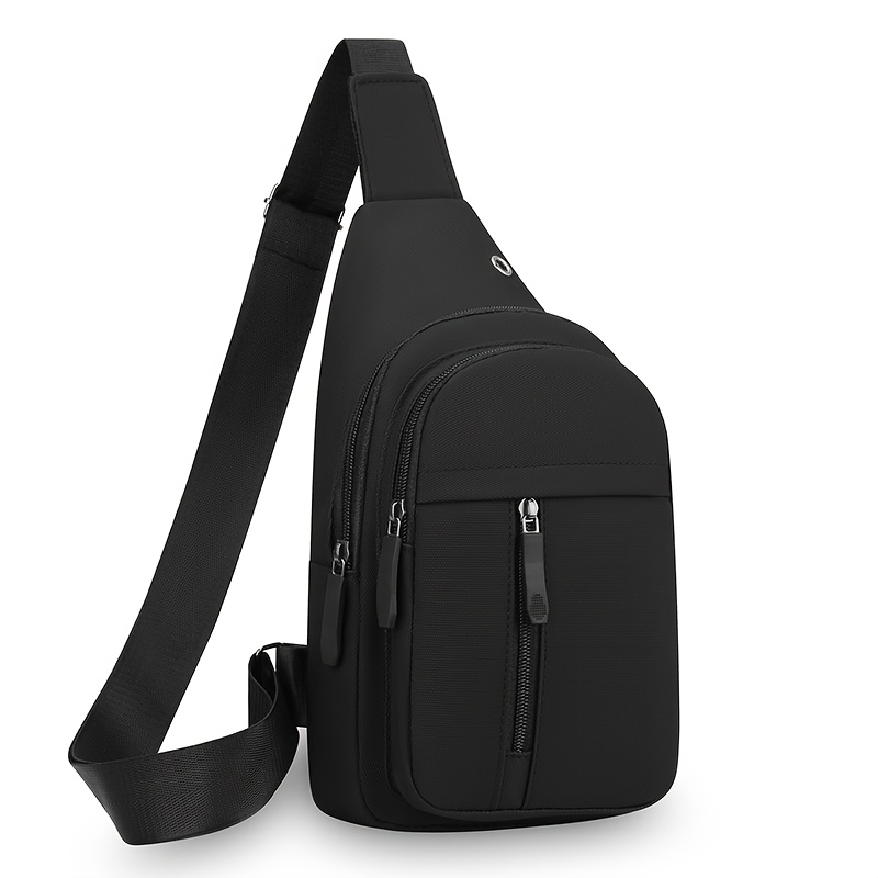 TEMU Sac de poitrine tendance pour hommes, sac bandoulière avec trou pour écouteurs, poche zippée intérieure foncée, idéal pour les d', les , , les