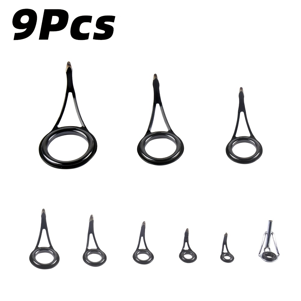 TEMU Ensemble de 9 pièces de guides à pied unique en acier inoxydable et d'œillets en céramique pour à la pêche sur roche, accessoires de pêche