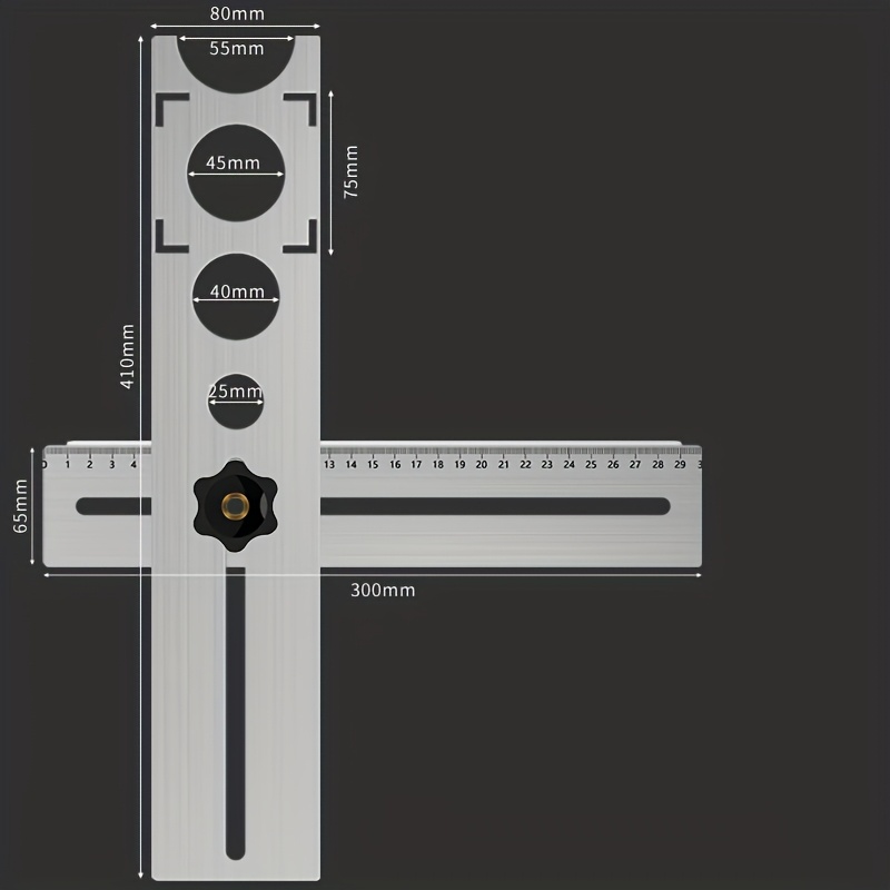 TEMU 1pc Stainless Steel Ruler - Precise Hole Positioning Tool For Tiles And Marble, Industrial Angle Ruler With Measuring And Marking Instrument,