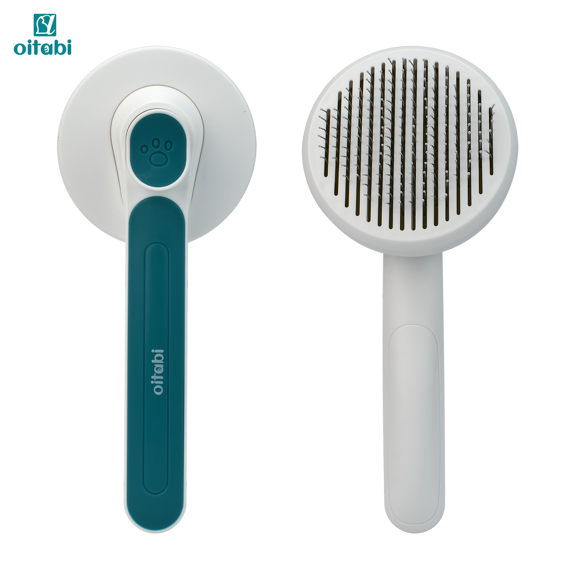 TEMU Oitabi Self-cleaning Brush For - Retractable Pet Hair Remover With Ergonomic Handle, Sensitive Light Beige, Shedding & Grooming Tool For